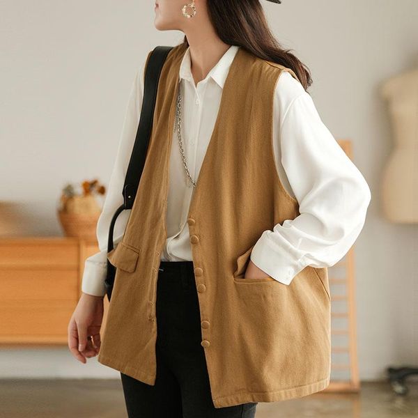 women's vests qpfjqd ladies retro cotton sleeveless simple coats v-neck women solid color korean style pocket casual vest spring autumn, Black;white
women's vests qpfjqd ladies retro cotton sleeveless simple coats v-neck women solid color korean style pocket casual vest spring autumn, Black;white