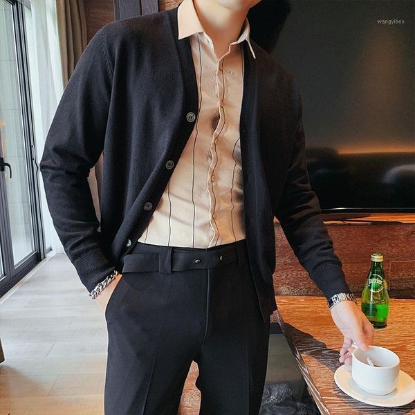 men's sweaters autumn 2021 korean slim style lapel gentleman all-match knit cardigan sweater coat small cloak, White;black
men's sweaters autumn 2021 korean slim style lapel gentleman all-match knit cardigan sweater coat small cloak, White;black