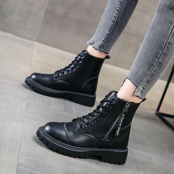 boots genuine leather snow women warm wool winter female shoes lace up fashion thick fur ankle, Black
boots genuine leather snow women warm wool winter female shoes lace up fashion thick fur ankle, Black