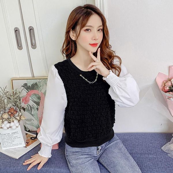 women 2021 spring autumn fashion patchwork loose blouses female pullover o-neck shirts ladies long sleeve v994 women's &, White
women 2021 spring autumn fashion patchwork loose blouses female pullover o-neck shirts ladies long sleeve v994 women's &, White
