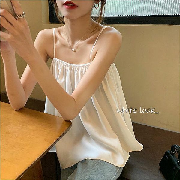 women's tanks & camis women summer thin loose spaghetti strap simple korean style all-match streetwear womens leisure chic stylish casu, White
women's tanks & camis women summer thin loose spaghetti strap simple korean style all-match streetwear womens leisure chic stylish casu, White