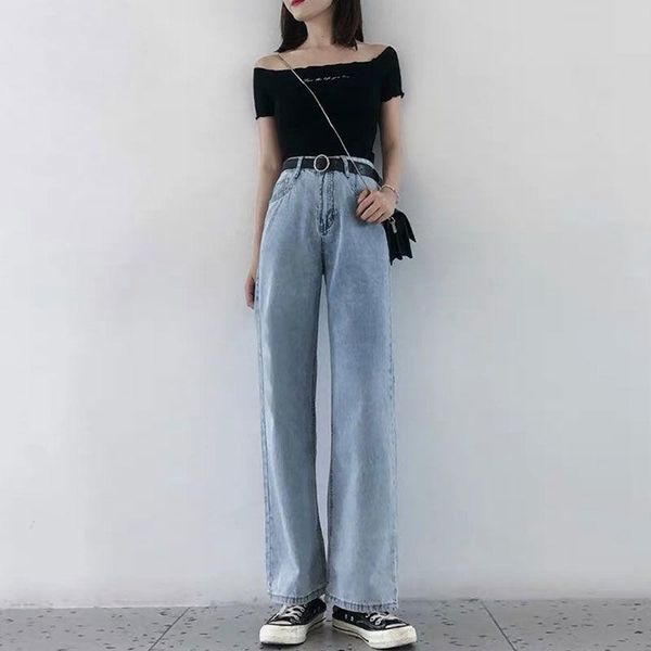 women's jeans 2021 summer straight women leisure loose high waist retro wide leg korean trendy chic zipper thin pants z99, Blue
women's jeans 2021 summer straight women leisure loose high waist retro wide leg korean trendy chic zipper thin pants z99, Blue