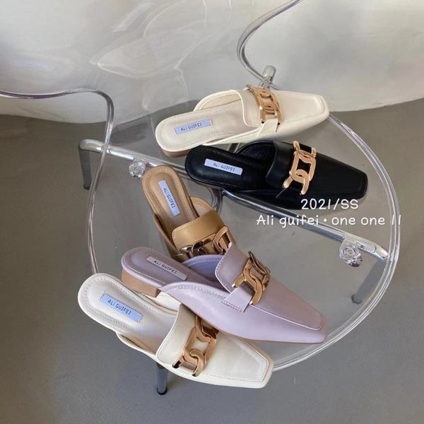 slippers fashion women square toe metal chain shallow slip on mules shoes solid color elegant slides flats heeled, Black
slippers fashion women square toe metal chain shallow slip on mules shoes solid color elegant slides flats heeled, Black