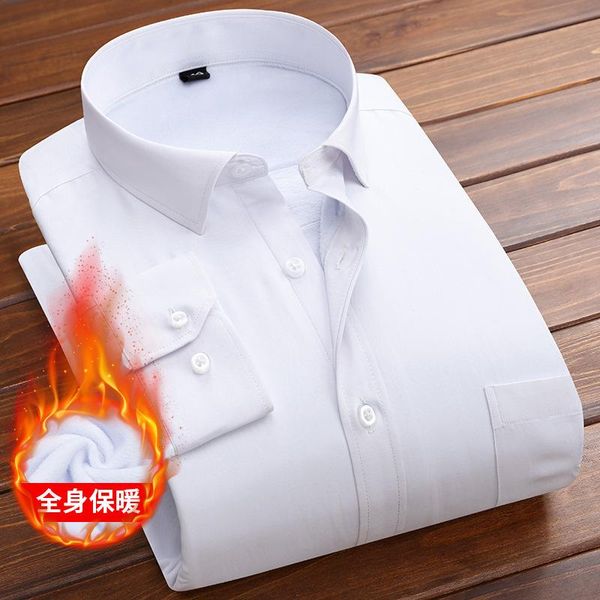 men's dress shirts winter plush thickened long sleeve professional warm shirt business, White;black
men's dress shirts winter plush thickened long sleeve professional warm shirt business, White;black