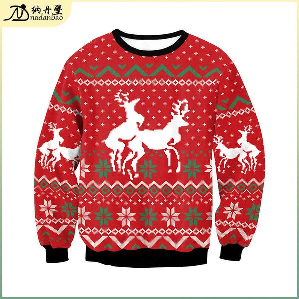 2021 autumn christmas elk printed round neck long sleeve sweater for lovers, Black
2021 autumn christmas elk printed round neck long sleeve sweater for lovers, Black