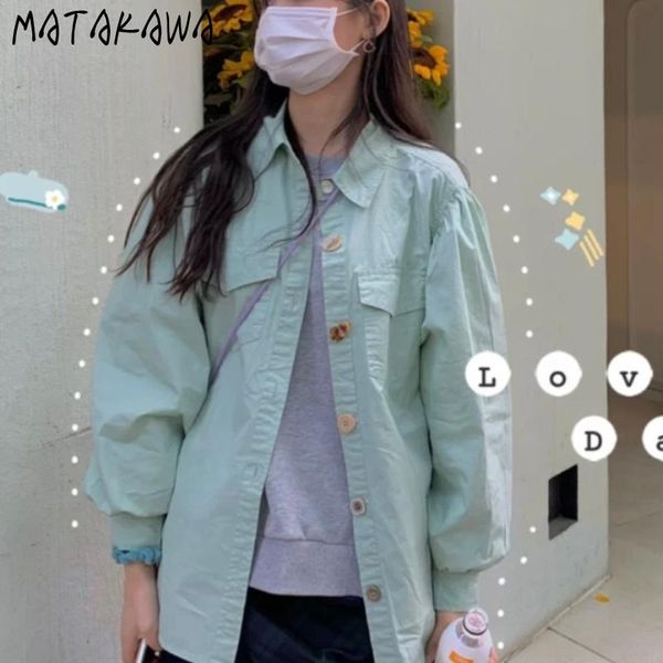 women's jackets matakawa denim jacket autumn korean fashion turn down collar long sleeve woman solid loose casual short coat women, Black;brown
women's jackets matakawa denim jacket autumn korean fashion turn down collar long sleeve woman solid loose casual short coat women, Black;brown