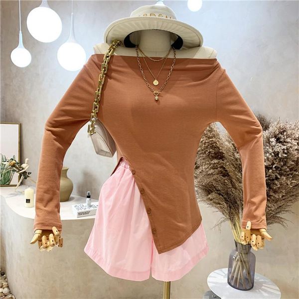 women's tracksuits clothing summer 2021 off shoulder long sleeve design t-shirt +elastic high waist wide leg shorts pants two piece set, Gray
women's tracksuits clothing summer 2021 off shoulder long sleeve design t-shirt +elastic high waist wide leg shorts pants two piece set, Gray