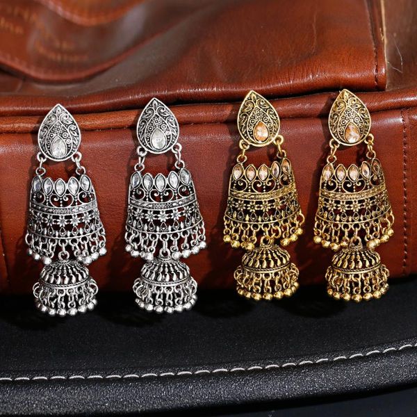 dangle & chandelier ethnic retro women's gold geometry carved rhinestone jhumka earrings vintage bell tassel dangling, Silver
dangle & chandelier ethnic retro women's gold geometry carved rhinestone jhumka earrings vintage bell tassel dangling, Silver