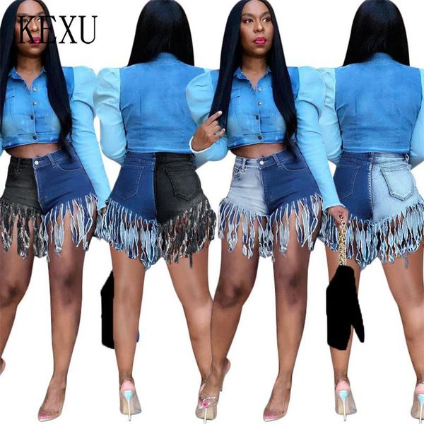 summer women jeans short pants pockets tassels hollow out contrast colors patchwork high waist button up casual clubwear women's, Blue
summer women jeans short pants pockets tassels hollow out contrast colors patchwork high waist button up casual clubwear women's, Blue