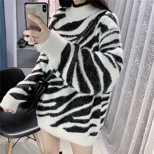 women's sweaters zebra striped knitted women sweater and pullovers o-neck thicken warm long-sleeved casual all match female pulls outwe, White;black
women's sweaters zebra striped knitted women sweater and pullovers o-neck thicken warm long-sleeved casual all match female pulls outwe, White;black