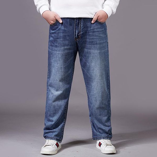 add weight and increase straight jeans casual large men's dad wide leg pants korean business loose fat, Blue
add weight and increase straight jeans casual large men's dad wide leg pants korean business loose fat, Blue