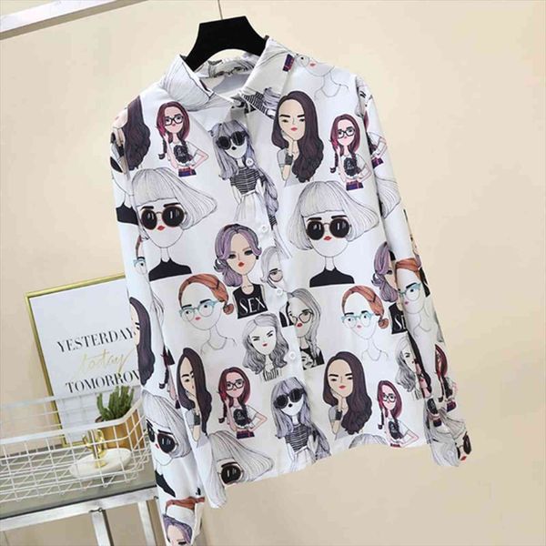 cartoon character print vintage women shirts spring long sleeve casual cotton female korean style shirt, White
cartoon character print vintage women shirts spring long sleeve casual cotton female korean style shirt, White