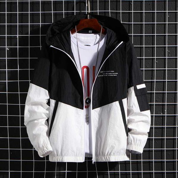 men's windbreaker summer sun protection jacket outwear sports cycling loose hooded patchwork male coats men brand clothing 210909, Black;brown
men's windbreaker summer sun protection jacket outwear sports cycling loose hooded patchwork male coats men brand clothing 210909, Black;brown