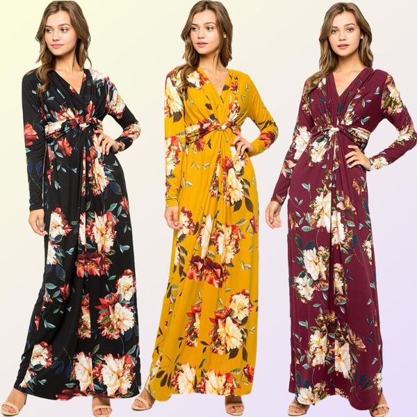 autumn long dress women casual floral print beach dresses v neck sleeve high waist tunic maxi vestidos de mujer, Black;gray
autumn long dress women casual floral print beach dresses v neck sleeve high waist tunic maxi vestidos de mujer, Black;gray