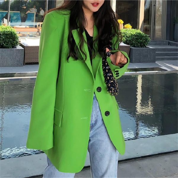 women green big size blazer lapel long sleeve fashion suit jackets 2021 spring autumn loose outerwear ladies tide h1368 women's suits, White;black
women green big size blazer lapel long sleeve fashion suit jackets 2021 spring autumn loose outerwear ladies tide h1368 women's suits, White;black