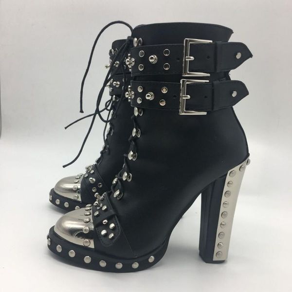 boots punk high heel ankle women fashion metal round toe rivet buckle straps heels shoes black lace up plus size 42
boots punk high heel ankle women fashion metal round toe rivet buckle straps heels shoes black lace up plus size 42