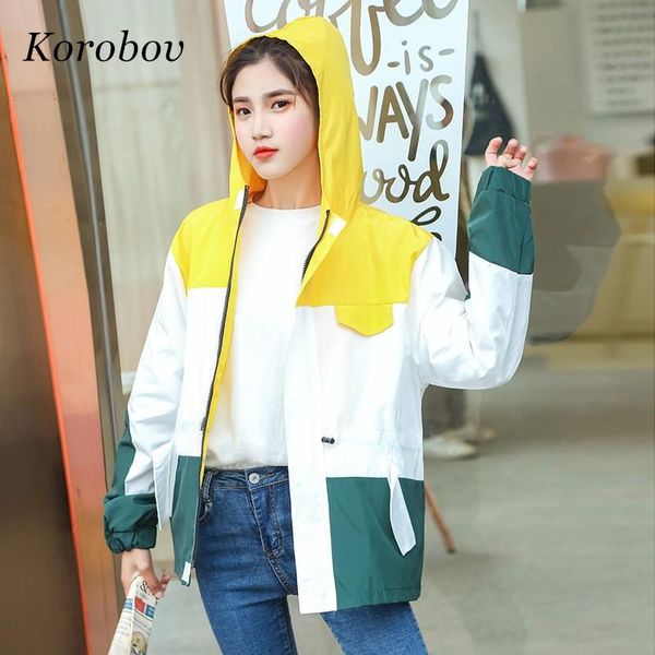 women's jackets korobov streetwear style mhjer jacket hooded pockets s-3xl women coats 2021 auttum panelled patchwork fashion outwears, Black;brown
women's jackets korobov streetwear style mhjer jacket hooded pockets s-3xl women coats 2021 auttum panelled patchwork fashion outwears, Black;brown