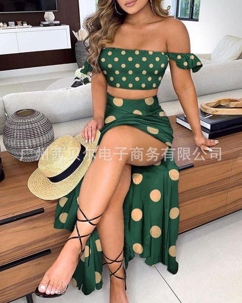 women's tracksuits wepbel dot prints clothing suit skirt women 2pcs clothes set short sleeve slash neck + ankle length, Gray
women's tracksuits wepbel dot prints clothing suit skirt women 2pcs clothes set short sleeve slash neck + ankle length, Gray
