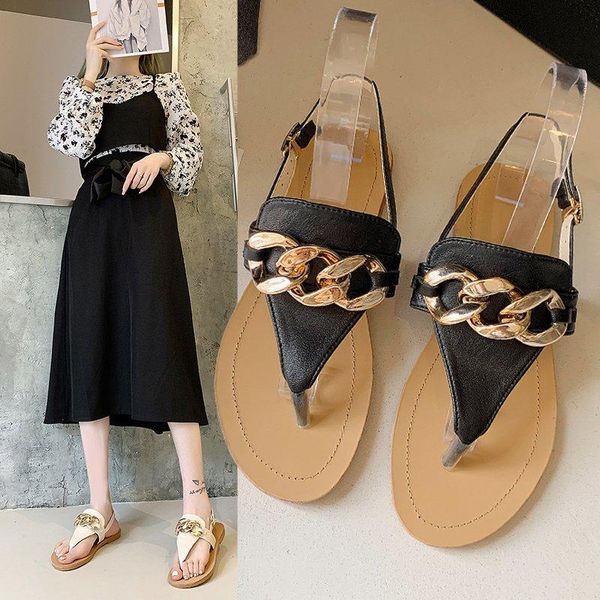 sandals women 2021 summer women's all-match flip-flop fashion casual herringbone metal chain buckle, Black
sandals women 2021 summer women's all-match flip-flop fashion casual herringbone metal chain buckle, Black