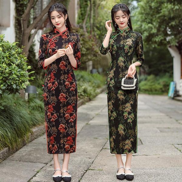 ethnic clothing fall chinese traditional elegant dress for women slim green qipao vintage female long plus size modern cheongsam, Red
ethnic clothing fall chinese traditional elegant dress for women slim green qipao vintage female long plus size modern cheongsam, Red