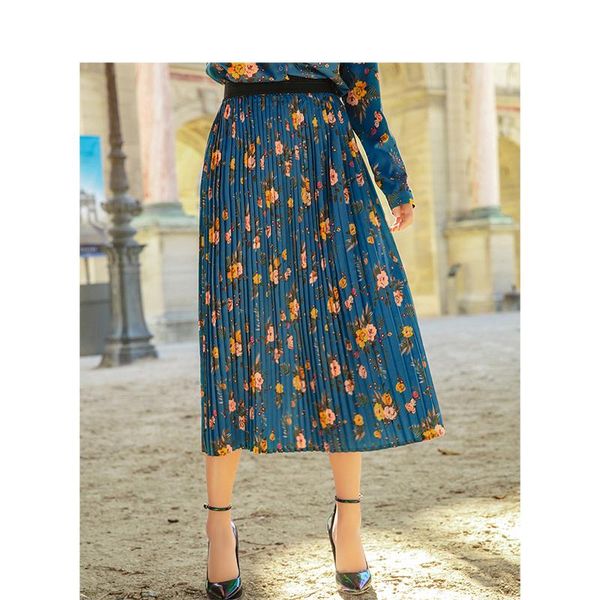 women's skirt high waisted thin retro flower art holiday style a-line pleated skirts, Black
women's skirt high waisted thin retro flower art holiday style a-line pleated skirts, Black