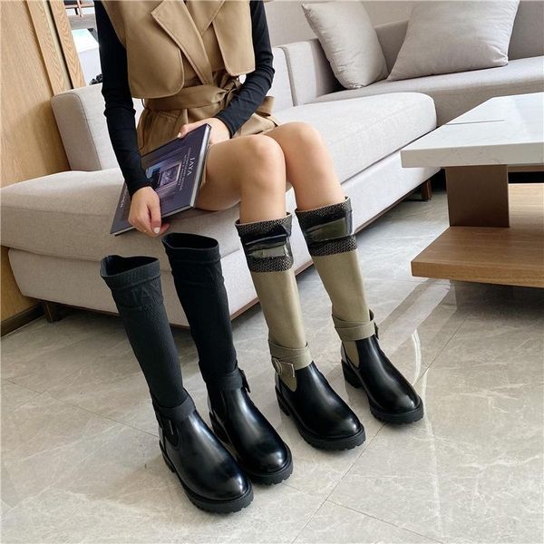 boots autumn brand women's knee high female flat soft skin riding winter splicing knitting thin long knight, Black
boots autumn brand women's knee high female flat soft skin riding winter splicing knitting thin long knight, Black