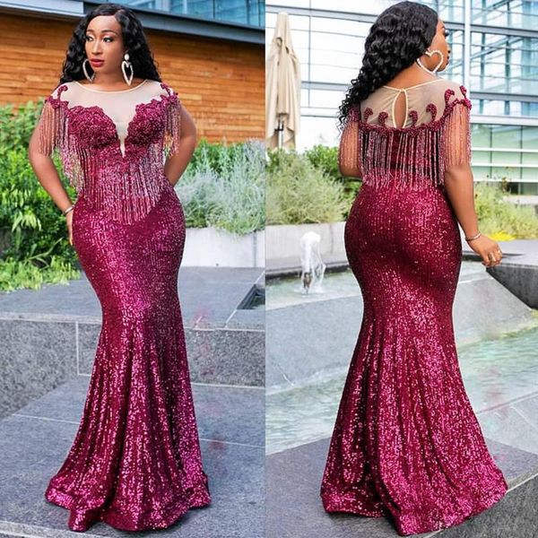 party dresses yiminpwp dark red sequined mermaid evening sheer neck tassel beads plus size long formal prom gowns customized, White;black
party dresses yiminpwp dark red sequined mermaid evening sheer neck tassel beads plus size long formal prom gowns customized, White;black
