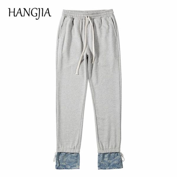 men's pants urban streetwear cashew flower denim terry stitching sweatpants for men hip hop patchwork elastic drawstring joggers women, Black
men's pants urban streetwear cashew flower denim terry stitching sweatpants for men hip hop patchwork elastic drawstring joggers women, Black