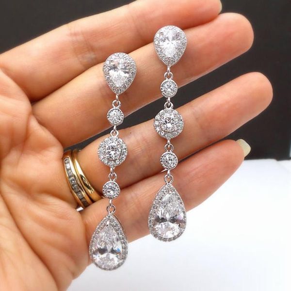 water droplets beads zircon earrings long for women 2021 couples wedding trendy luxury jewelry wholesale dangle & chandelier, Silver
water droplets beads zircon earrings long for women 2021 couples wedding trendy luxury jewelry wholesale dangle & chandelier, Silver