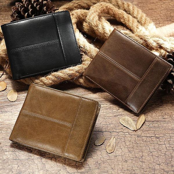 wallets men's wallet genuine leather purse holder business anti-theft short male slim coin money bag, Red;black
wallets men's wallet genuine leather purse holder business anti-theft short male slim coin money bag, Red;black