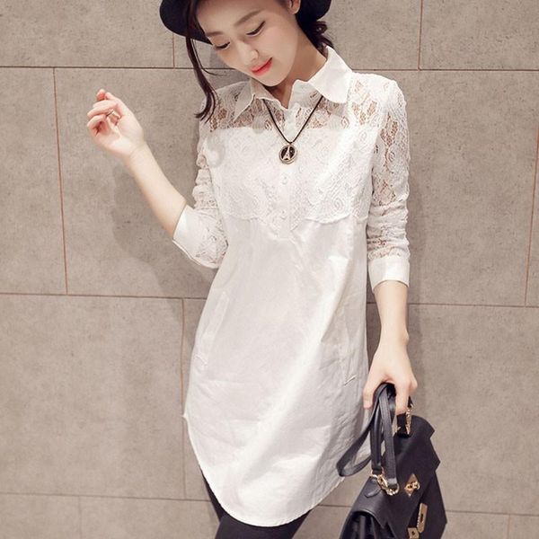 fashion lace woman blouses shirt long sleeve turn-down collar female casual blouse women's & shirts, White
fashion lace woman blouses shirt long sleeve turn-down collar female casual blouse women's & shirts, White