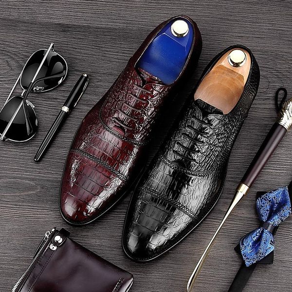 dress shoes elegant alligator man cap wedding male genuine leather oxfords pointed toe lace up formal men's party flats mg33, Black
dress shoes elegant alligator man cap wedding male genuine leather oxfords pointed toe lace up formal men's party flats mg33, Black