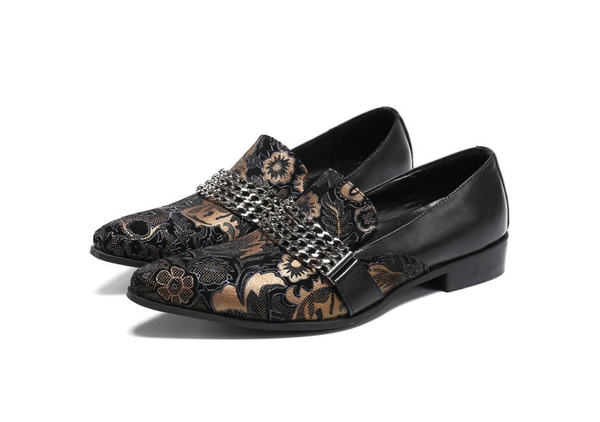 fashion male flower print matal chain party wedding handmade loafers italian men's dress shoes comfortable breathable men, Black
fashion male flower print matal chain party wedding handmade loafers italian men's dress shoes comfortable breathable men, Black