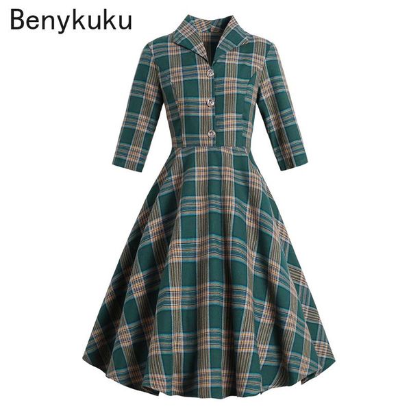 casual dresses turn-down collar button up green plaid autumn fall clothes for women robe vintage elegant 50s hepburn retro swing dress, Black;gray
casual dresses turn-down collar button up green plaid autumn fall clothes for women robe vintage elegant 50s hepburn retro swing dress, Black;gray