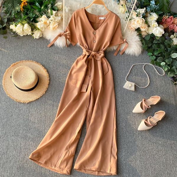 women's jumpsuits & rompers ftlzz v neck wide-legged jumpsuit summer women spaghetti strap button sashes high waist playsuit holiday ro, Black;white
women's jumpsuits & rompers ftlzz v neck wide-legged jumpsuit summer women spaghetti strap button sashes high waist playsuit holiday ro, Black;white