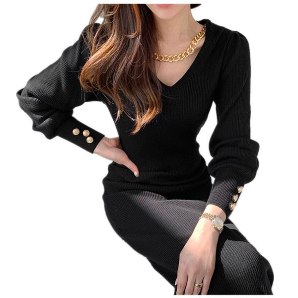 vinatge french metal chain v-neck knitted dress women lantern sleeve slim package hip sweater casual dresses, Black;gray
vinatge french metal chain v-neck knitted dress women lantern sleeve slim package hip sweater casual dresses, Black;gray