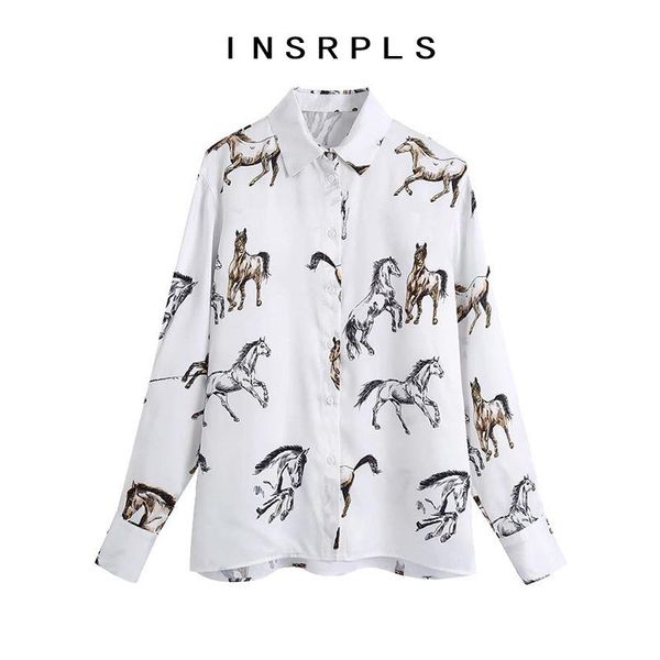 women fashion animal print loose blouses vintage long sleeve button-up female shirts blusas chic women's &, White
women fashion animal print loose blouses vintage long sleeve button-up female shirts blusas chic women's &, White