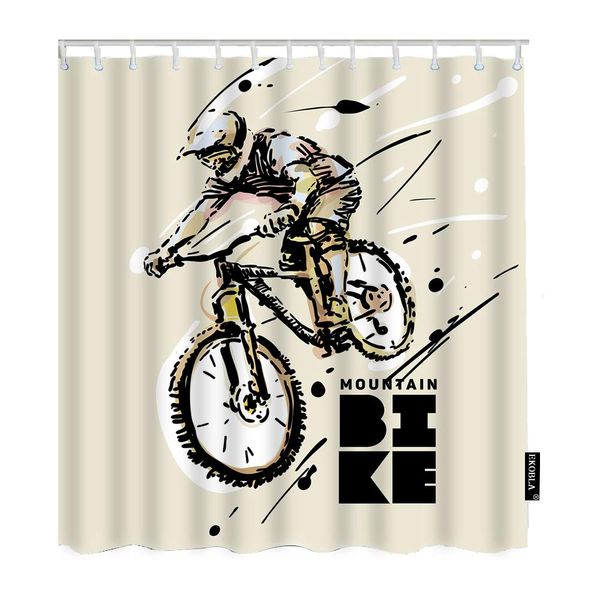 mountain bike shower curtain bicycle riding sport maximal exercise speed fashionable adventure decorative waterproof shower