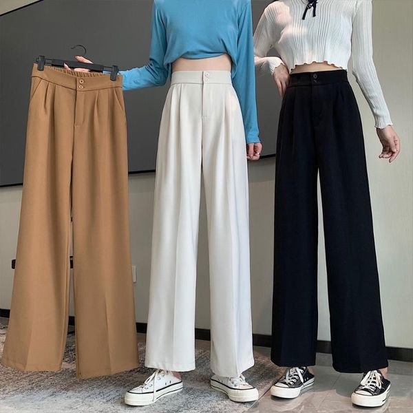 women's pants & capris small korean high waist loose wide leg double button 2021 spring and summer trousers, Black;white
women's pants & capris small korean high waist loose wide leg double button 2021 spring and summer trousers, Black;white