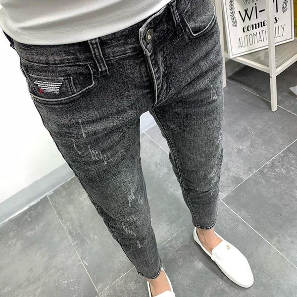 men's jeans fashion 2021 gray embroidery small feet slim autumn korean society young students all-match tight trousers, Blue
men's jeans fashion 2021 gray embroidery small feet slim autumn korean society young students all-match tight trousers, Blue
