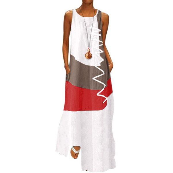 women sleeveless o-neck maxi tank dress color block wavy stripe loose sundress y1qd casual dresses, Black;gray
women sleeveless o-neck maxi tank dress color block wavy stripe loose sundress y1qd casual dresses, Black;gray