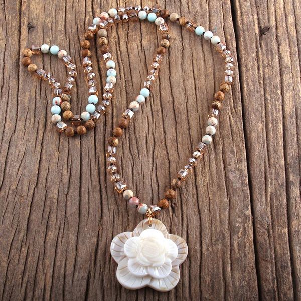 designer boho beaded necklace natural stone bohemai beads knotted shell rose flower necklaces for women gift dropship pendant, Silver
designer boho beaded necklace natural stone bohemai beads knotted shell rose flower necklaces for women gift dropship pendant, Silver