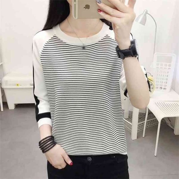 girl thin knitted sweater women loose ice silk hooded seven-point sleeves striped o-neck ruched jumper female spring summer 210427, White;black
girl thin knitted sweater women loose ice silk hooded seven-point sleeves striped o-neck ruched jumper female spring summer 210427, White;black