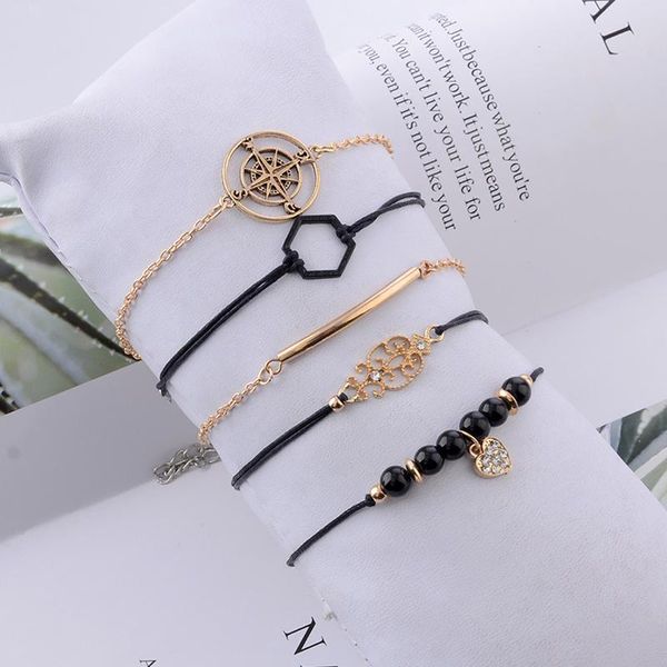 women fashion golden compass black hexagon bracelet love beaded pendant 5 piece set charm bracelets, Golden;silver
women fashion golden compass black hexagon bracelet love beaded pendant 5 piece set charm bracelets, Golden;silver
