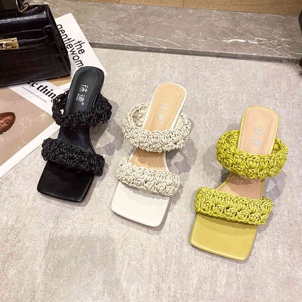 wholesale low heeled slippers with wind square braided belt luxurysss designersss shoes yw, Black
wholesale low heeled slippers with wind square braided belt luxurysss designersss shoes yw, Black