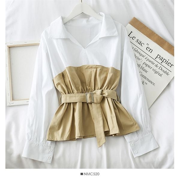 spring autumn women's blouse french high waist contrast color stitching strappy lapel all-match long-sleeved ll256 210506, White
spring autumn women's blouse french high waist contrast color stitching strappy lapel all-match long-sleeved ll256 210506, White