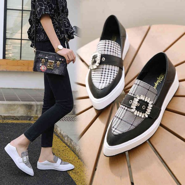 sandals autumn pointed flat white female wees casual color matching platform women's thick lazy single shoes, Black
sandals autumn pointed flat white female wees casual color matching platform women's thick lazy single shoes, Black