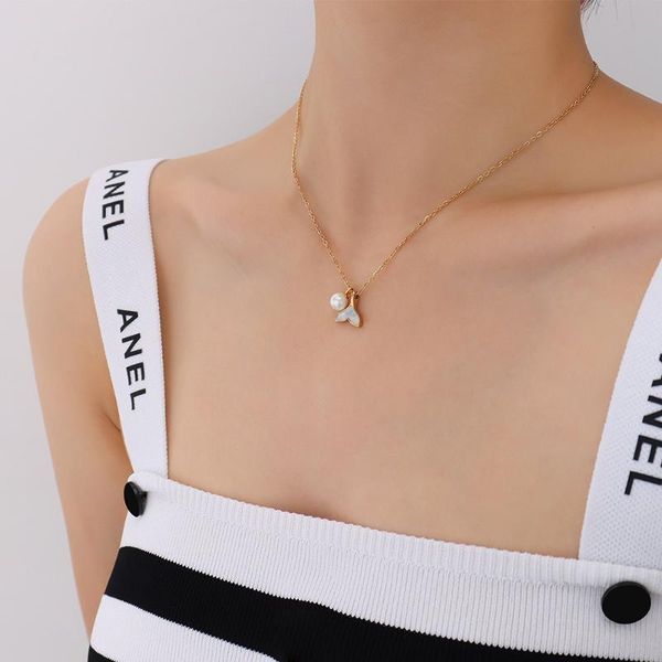 pendant necklaces yaonuan trendy pearl fishtail titanium steel clavicle chain gold-plated necklace for women elegant fashion jewelry party, Silver
pendant necklaces yaonuan trendy pearl fishtail titanium steel clavicle chain gold-plated necklace for women elegant fashion jewelry party, Silver