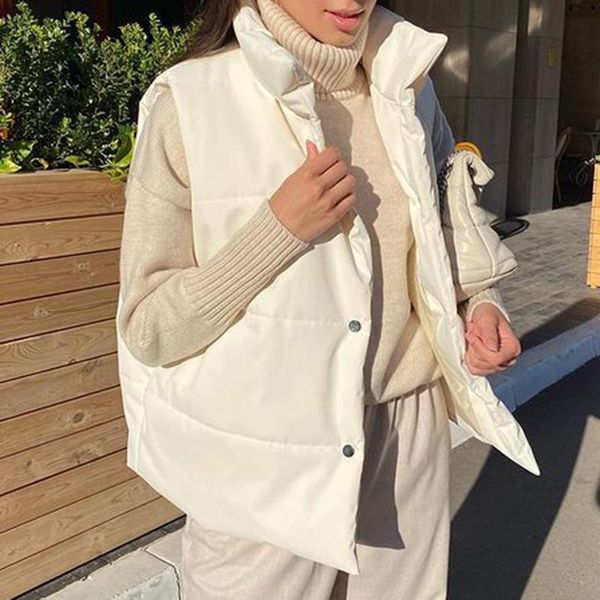fashion spring stand collar simple vests women elegant single breasted coats solid casual pockets ladies women's, Black;white
fashion spring stand collar simple vests women elegant single breasted coats solid casual pockets ladies women's, Black;white