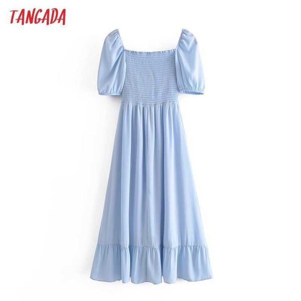 tangada women french style blue summer dress puff short sleeve ladies midi dress vestidos 6m26 210609, Black;gray
tangada women french style blue summer dress puff short sleeve ladies midi dress vestidos 6m26 210609, Black;gray